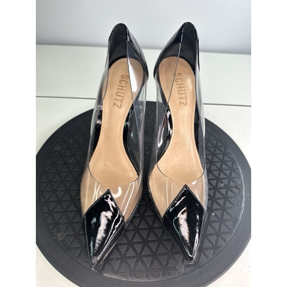 Schutz Cendi High Heel Women Dress Black Clear Pumps Shoes Size 6B